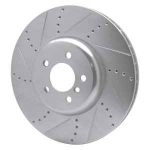 BMW 750Li xDrive Brake Rotor (1) - Left Front - R1 Concepts - Drilled & Slotted - Silver - `09-`17